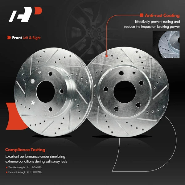 2 Pcs Front Drilled Brake Rotors for Mazda 3 14-18 3 Sport CX-3 2016-2022 FWD