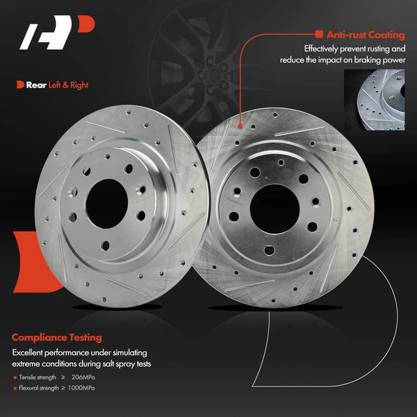 2 Pcs Rear Drilled Brake Rotors for Mazda CX-3 2016-2018