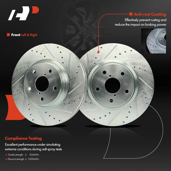 2 Pcs Front Drilled Brake Rotors for Subaru Legacy Tribeca Outback WRX