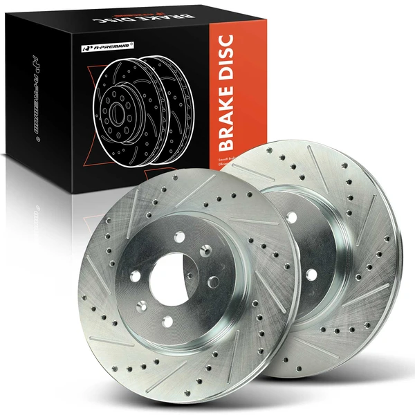 2 Pcs Front Drilled Brake Rotors for Hyundai Accent 2018-2020 Kia Rio 2012-2022