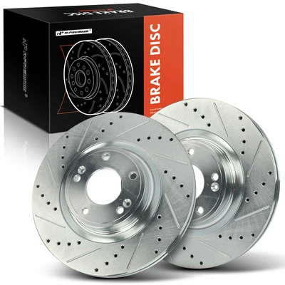 2 Pcs Front Drilled Brake Rotors