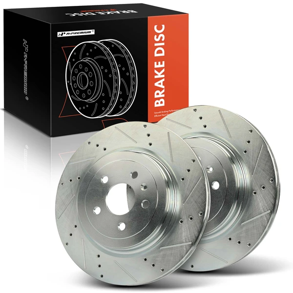 2 Pcs Rear Drilled Brake Rotors for Tesla Model S 2012-2016