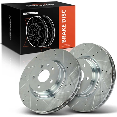 2 Pcs Front Drilled Brake Rotors