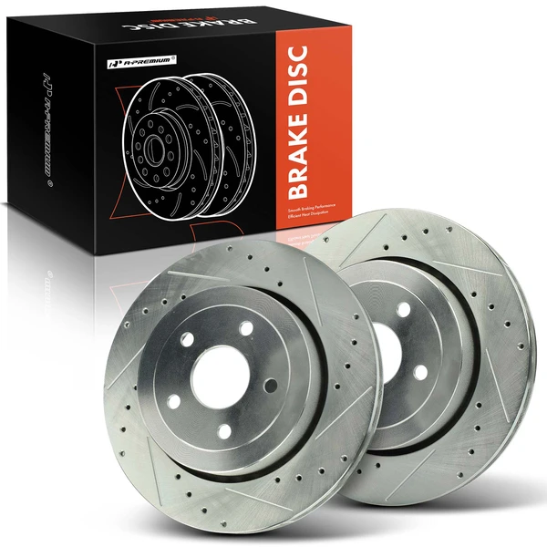 2 Pcs Rear Drilled Brake Rotors for 2006-2010 Jeep Grand Cherokee