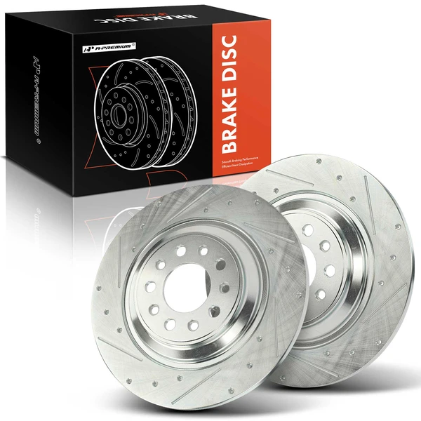 2 Pcs Rear Drilled Brake Rotors for 2014-2023 Jeep Cherokee