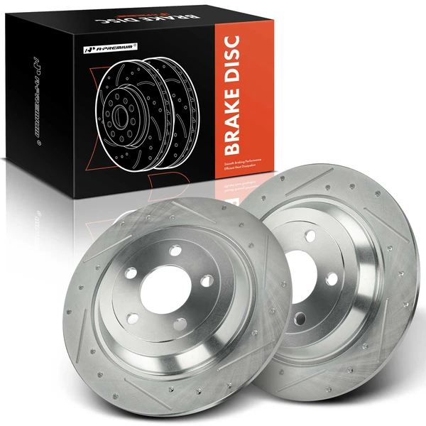 2 Pcs Rear Drilled Brake Rotors for 2015-2022 Ford Mustang