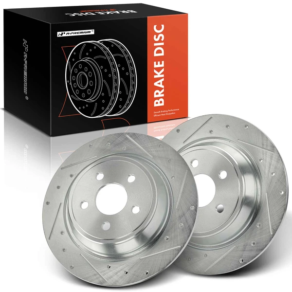 2 Pcs Rear Drilled Brake Rotors for Ford Edge 15-22 Fusion Lincoln