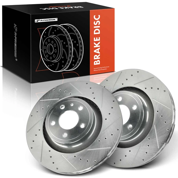2 Pcs Front Drilled Brake Rotors for Ford Mustang 2015-2020