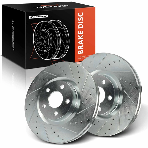 2 Pcs Front Drilled Brake Rotors for 2017-2020 Lincoln Continental