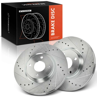2 Pcs Front Drilled Brake Rotors