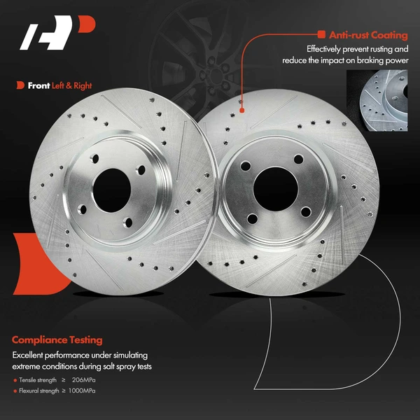 2 Pcs Front Drilled Brake Rotors for Ford EcoSport 2018-2022