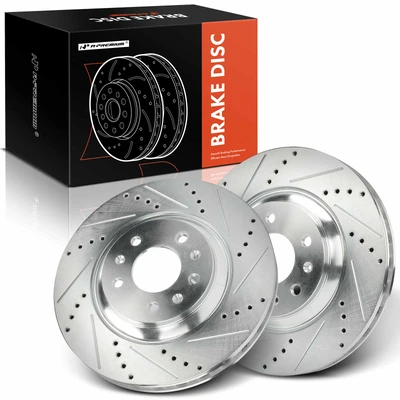 2 Pcs Front Drilled Brake Rotors