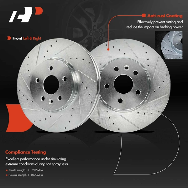 2 Pcs Front Drilled Brake Rotors for Chevrolet Trax Buick Encore 1.4L