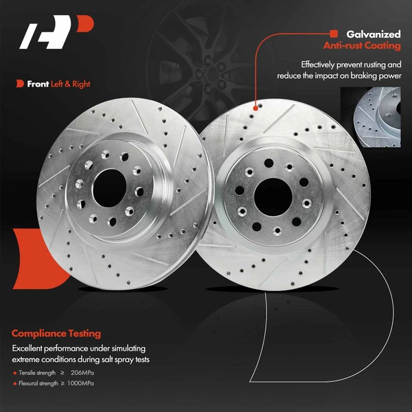 2 Pcs Front Drilled Brake Rotors for Chevy Camaro 2016-2020 2022 Cadillac CT5