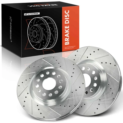 2 Pcs Front Drilled Brake Rotors