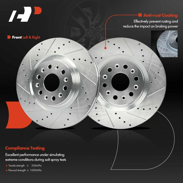 2 Pcs Front Drilled Brake Rotors for Cadillac XT5 2017-2023 XT6 2020-2023 Buick