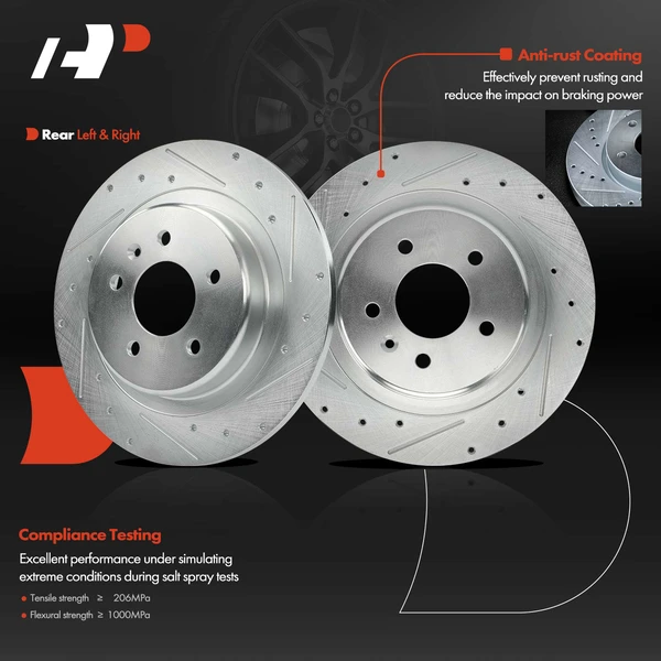 2 Pcs Rear Drilled Brake Rotors for Buick Envision 2016-2018