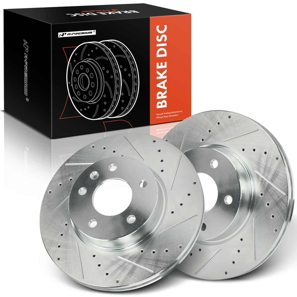 2 Pcs Front Drilled Brake Rotors for 2020-2023 Cadillac CT4