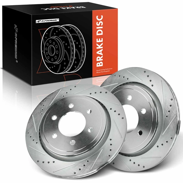 2 Pcs Rear Drilled Brake Rotors for Ford F-150 15-17 with Electric Parking Brake