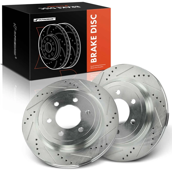 2 Pcs Rear Drilled Brake Rotors for 2018-2021 Lincoln Navigator