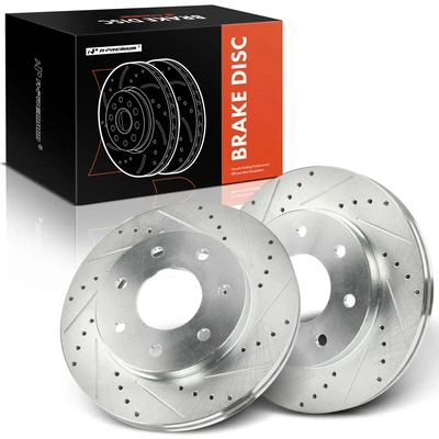 2 Pcs Front Drilled Brake Rotors