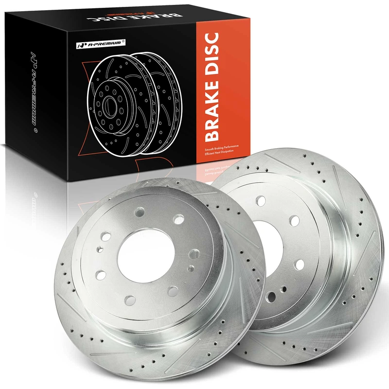 2 Pcs Rear Drilled Brake Rotors for Ford F-150 Lincoln Mark LT