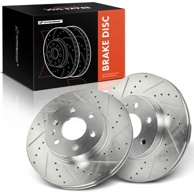 2 Pcs Front Drilled Brake Rotors