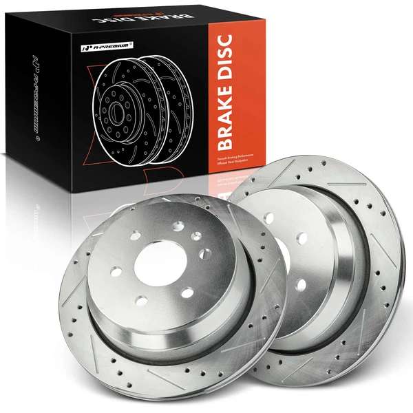 2 Pcs Rear Drilled Brake Rotors for 2015-2022 GMC Canyon