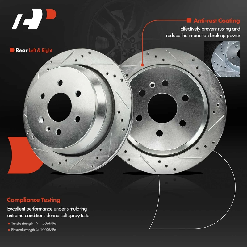 2 Pcs Rear Drilled Brake Rotors for Chevrolet Colorado GMC Canyon 2015-2022