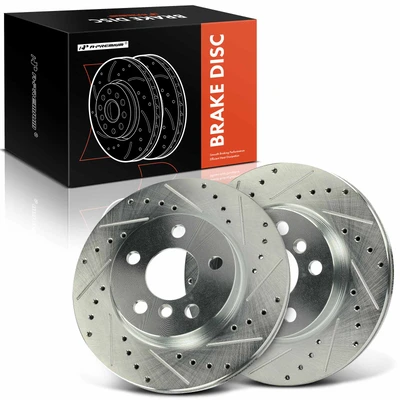 2 Pcs Front Drilled Brake Rotors