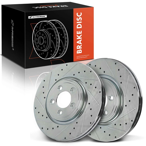 2 Pcs Front Drilled Brake Rotors for Jaguar S-Type 2006-2008 Vanden Plas XF XJ8