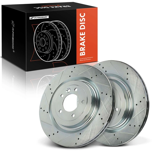 2 Pcs Rear Drilled Brake Rotors for Land Rover Range Rover Defender 90 Discovery