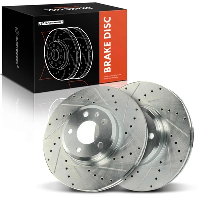 2 Pcs Front Drilled Brake Rotors