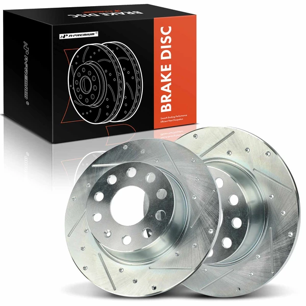 2 Pcs Rear Drilled Brake Rotors for 2019-2021 Volkswagen Jetta