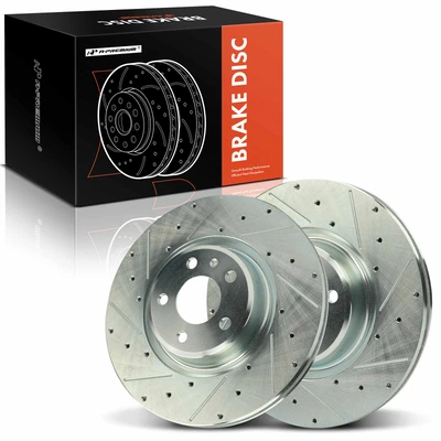 2 Pcs Front Drilled Brake Rotors