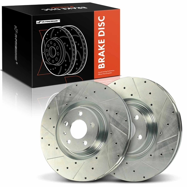 2 Pcs Front Drilled Brake Rotors for 2016 Audi A7