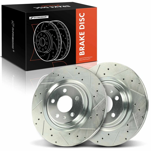 2 Pcs Rear Drilled Brake Rotors for 2016 2018-2019 Audi A5