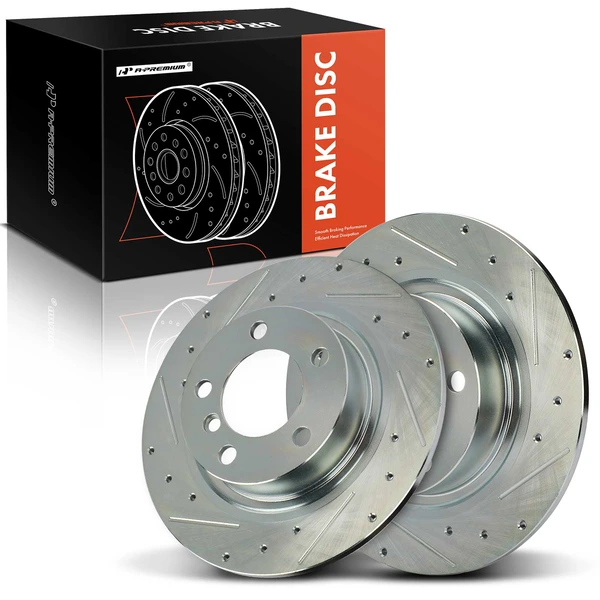 2 Pcs Rear Drilled Brake Rotors for 2013-2016 Mini Cooper Paceman