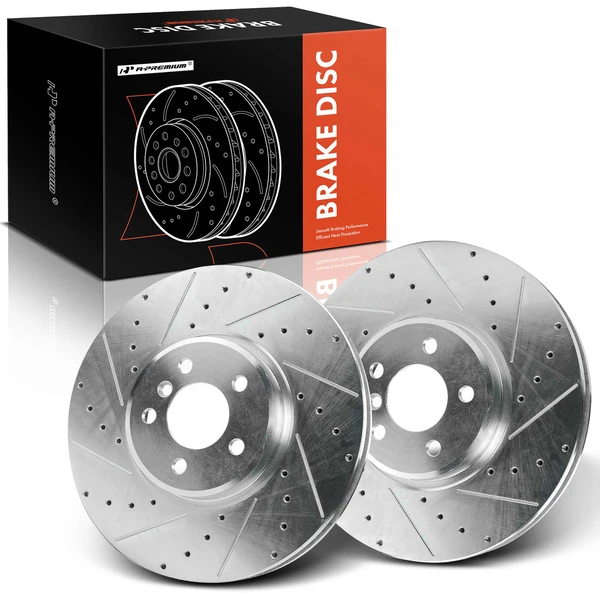 2 Pcs Front Drilled Brake Rotors for BMW X5 2011-2018 X6 2008-2019