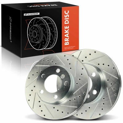 2 Pcs Front Drilled Brake Rotors