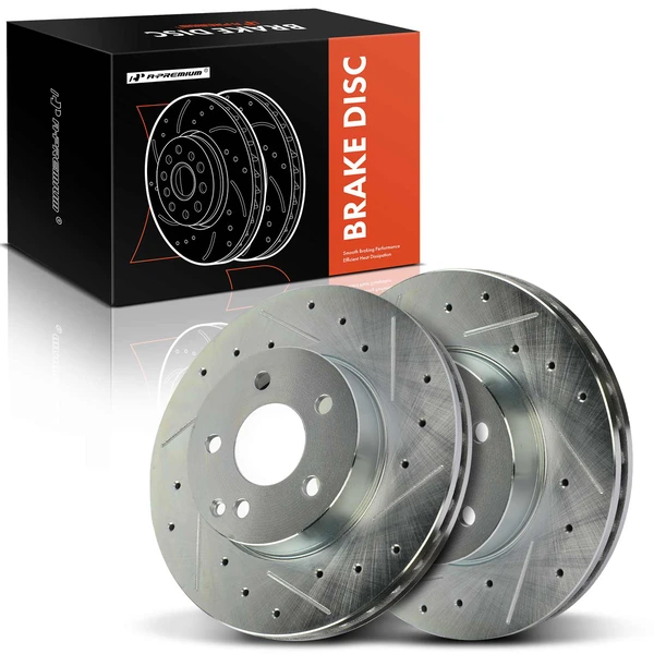 2 Pcs Front Drilled Brake Rotors for Mercedes-Benz C250 2010-2015 C300