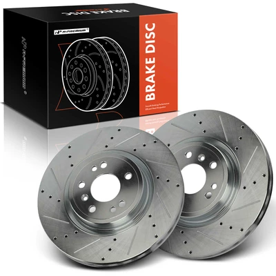 2 Pcs Front Drilled Brake Rotors