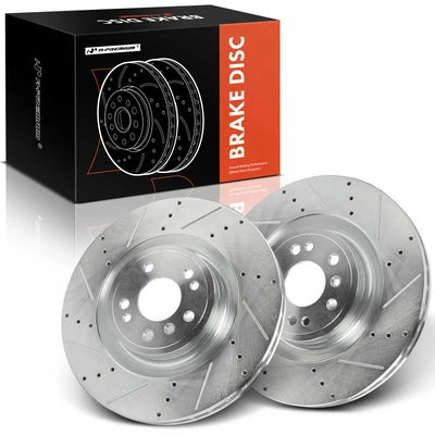 2 Pcs Front Drilled Brake Rotors