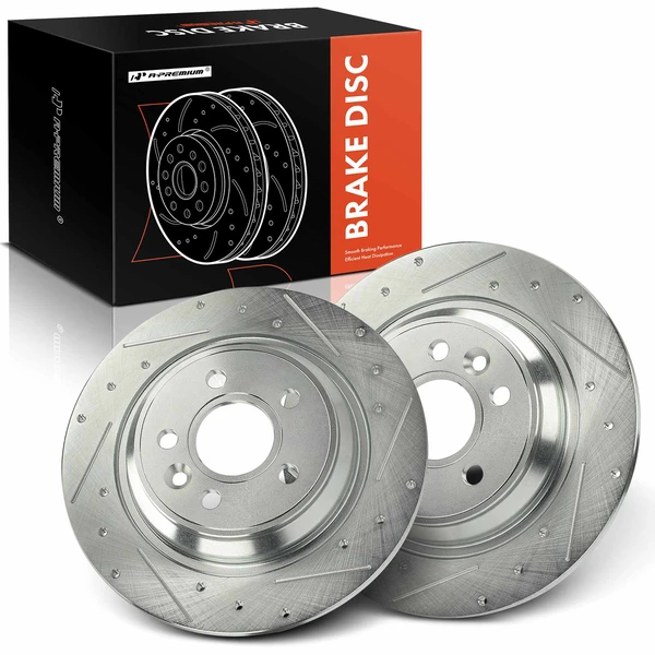 2 Pcs Rear Drilled Brake Rotors for 2008-2016 Volvo XC70