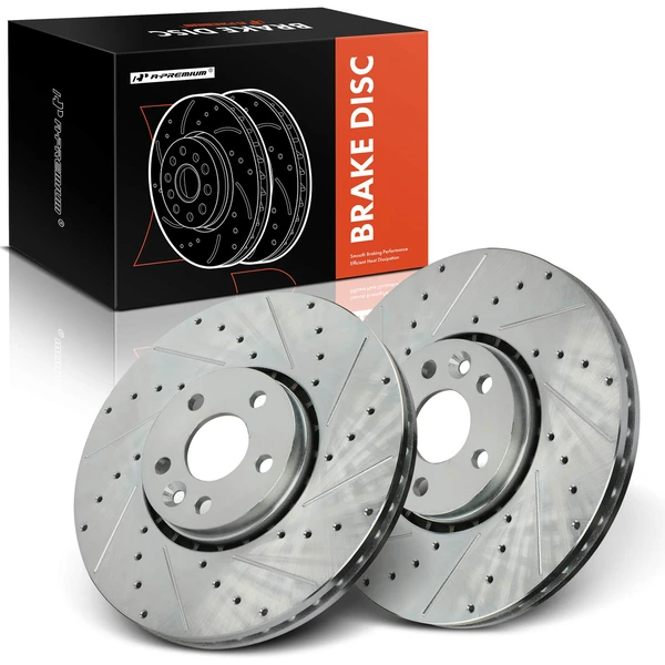 2 Pcs Front Drilled Brake Rotors for Volvo XC60 2010-2015 2017