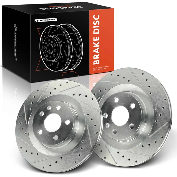 2 Pcs Rear Drilled Brake Rotors for 2017-2021 Volvo S90