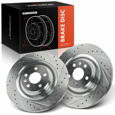 2 Pcs Rear Drilled Brake Rotors
