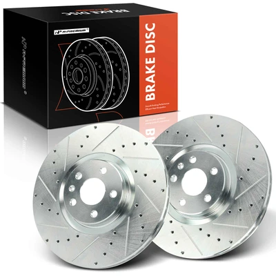 2 Pcs Front Drilled Brake Rotors