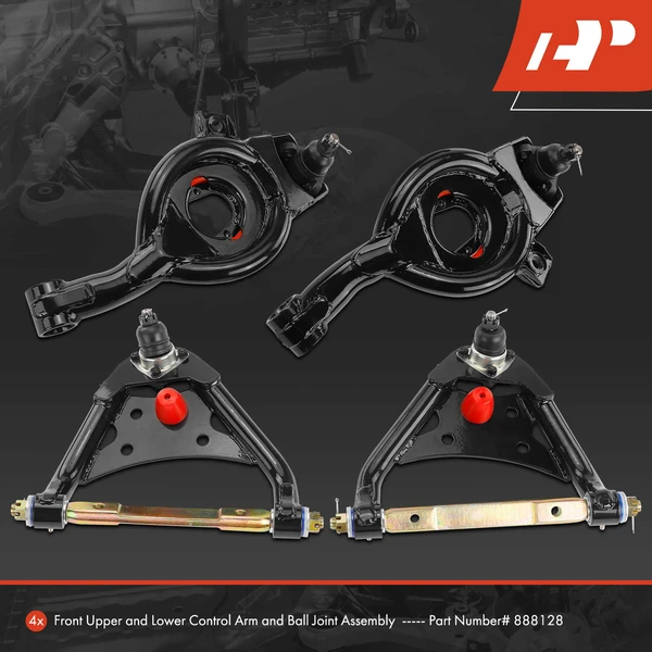 4-Pc Control Arm and Ball Joint Assembly, Front Upper & Lower with Ball Joint A-Premium APCA6079
