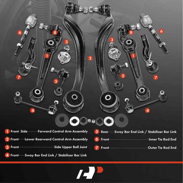 A Set of 14 Control Arm Ball Joint Sway Bar Link Tie Rod End Kit Front & Rear A-Premium APCA3939
